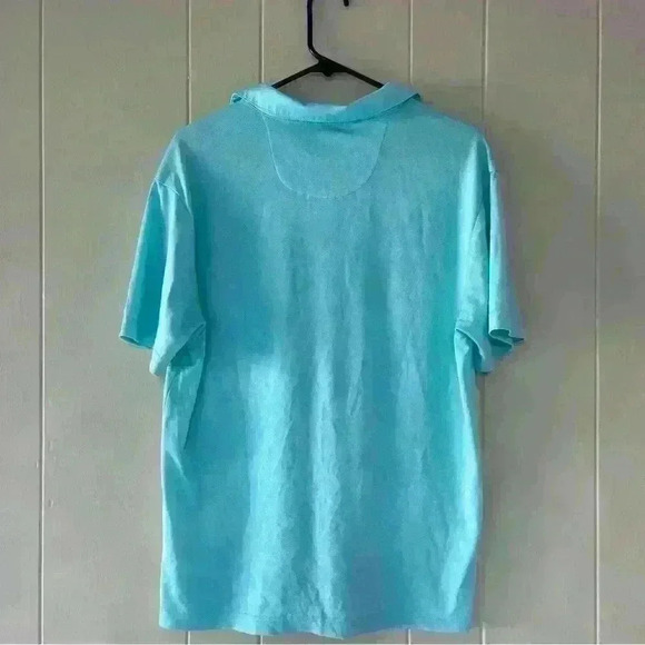 PGA TOUR Mens Medium Aqua  GOLF POLO Shirt Good Condition Used 100 % Polyester - Picture 7 of 9
